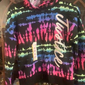 Tye dye NWT justice sweatshirt w hood size 12/14
